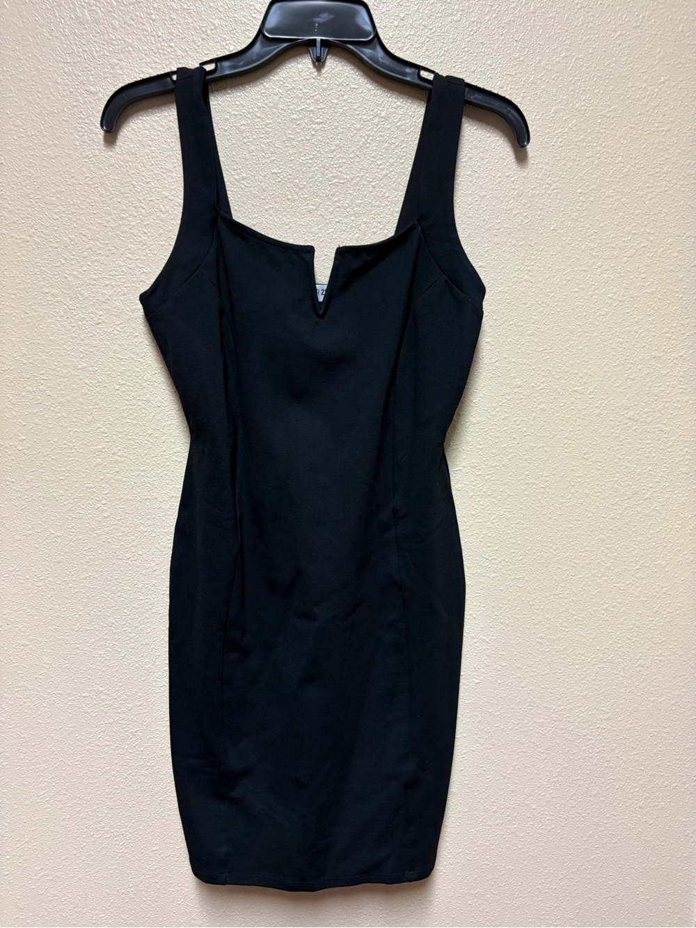 Black Notch-Neck Mini Sheath Dress